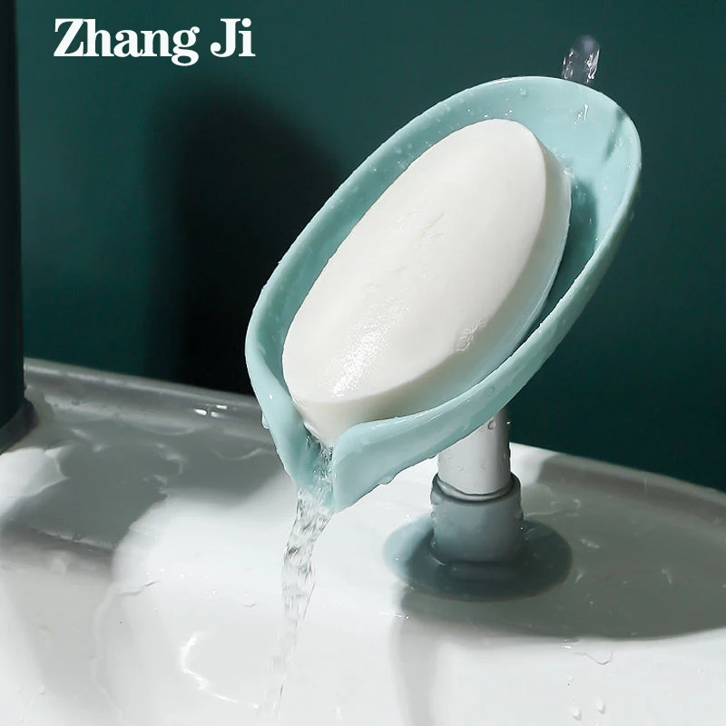 

Zhang Ji Simple Leaf Shaped Soap Box Plastic Bathroom Accessory Suction Non-Slip Kitchen Shower Sponge Drain Soap Dish
