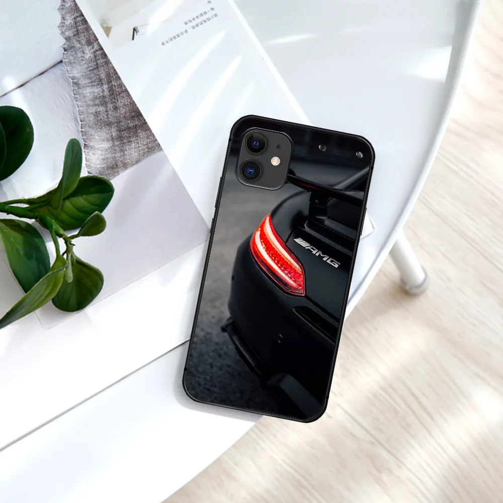

Luxury Benz AMG Car Phone Case For IPhone 4 4s 5 5S SE 5C 6 6S 7 8 Plus X XS XR 11 12 Mini Pro Max 2020 black Etui Silicone
