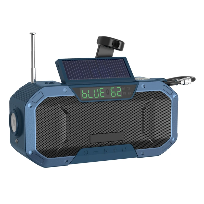 

PX6 Waterproof Hand Crank Solar Radio Multifunction Emergency Bluetooth Speaker Support SOS Alarm AM/FM NOAA