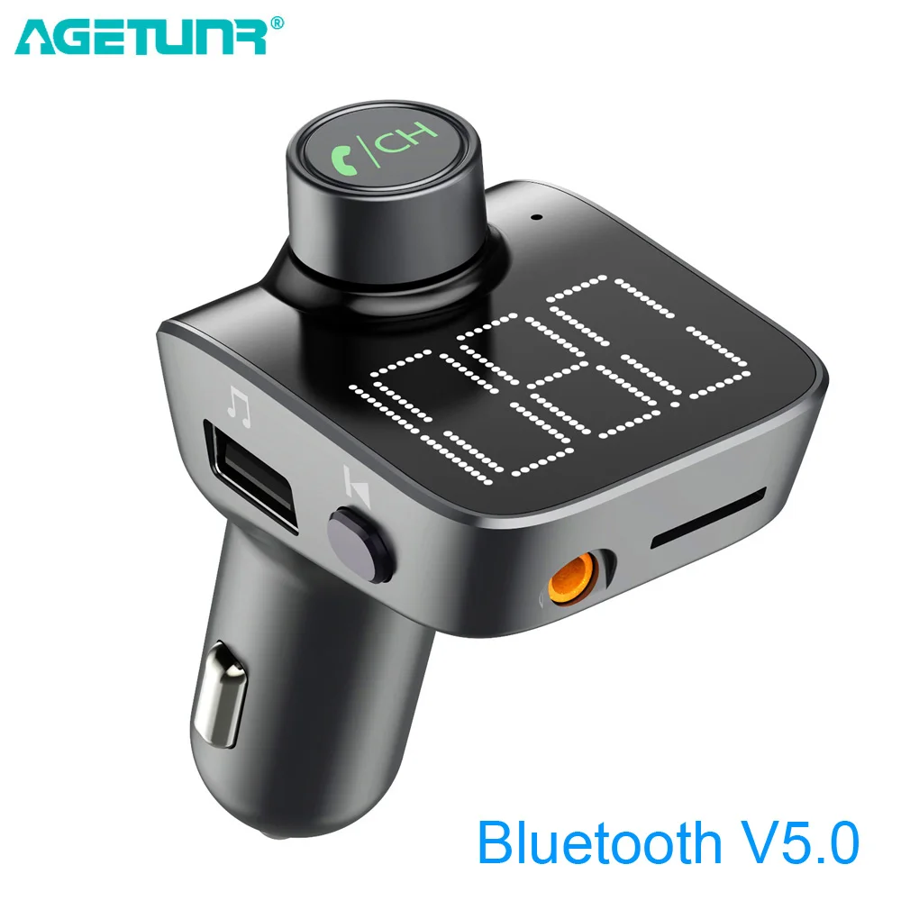 Автомобильный комплект AGETUNR T15 Bluetooth V5.0 громкой связи fm передатчик mp3 плеер два USB