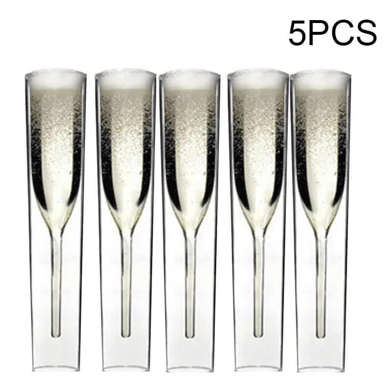 2/3/5pcs Luxury Flutes Double-layer Champagne Glass Innovative Transparent Clear Wine XHC88 | Дом и сад