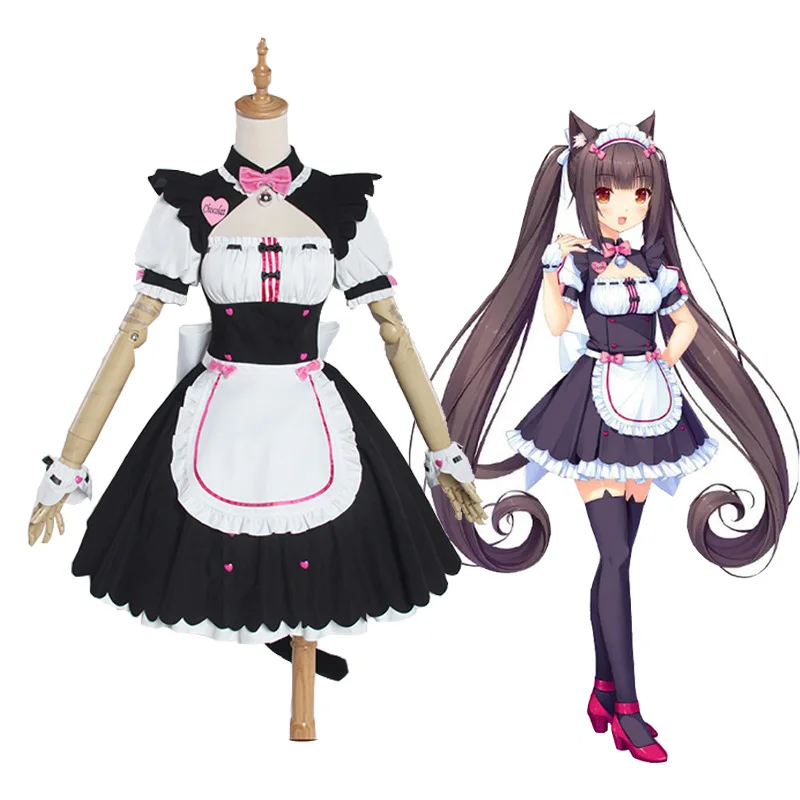 2020 Chocola NEKOPARA Косплей Ванильная горничная Платье Костюм кошка Neko девочка Женский