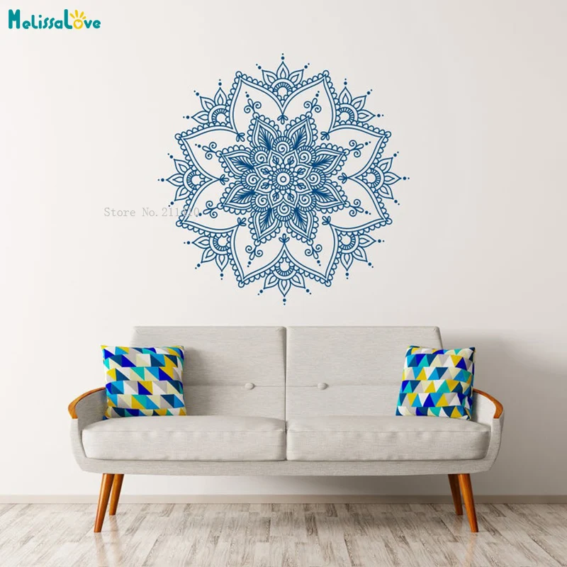 

Yoga Studio Meditation Mandala Wall Art Decals Office Decor Bohemian Bedroom Removable Sticker Handmade YT4833