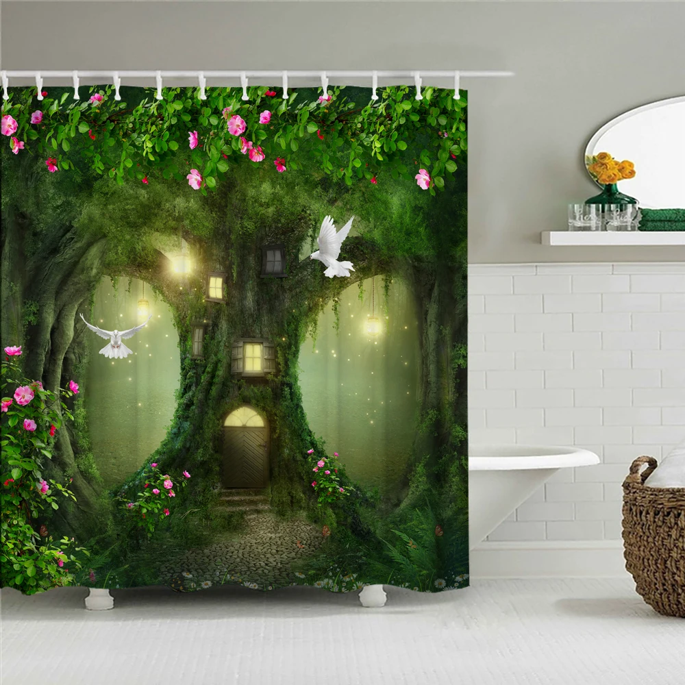 Шторы для душа Dream Forest с изображением мультяшных животных фантастических