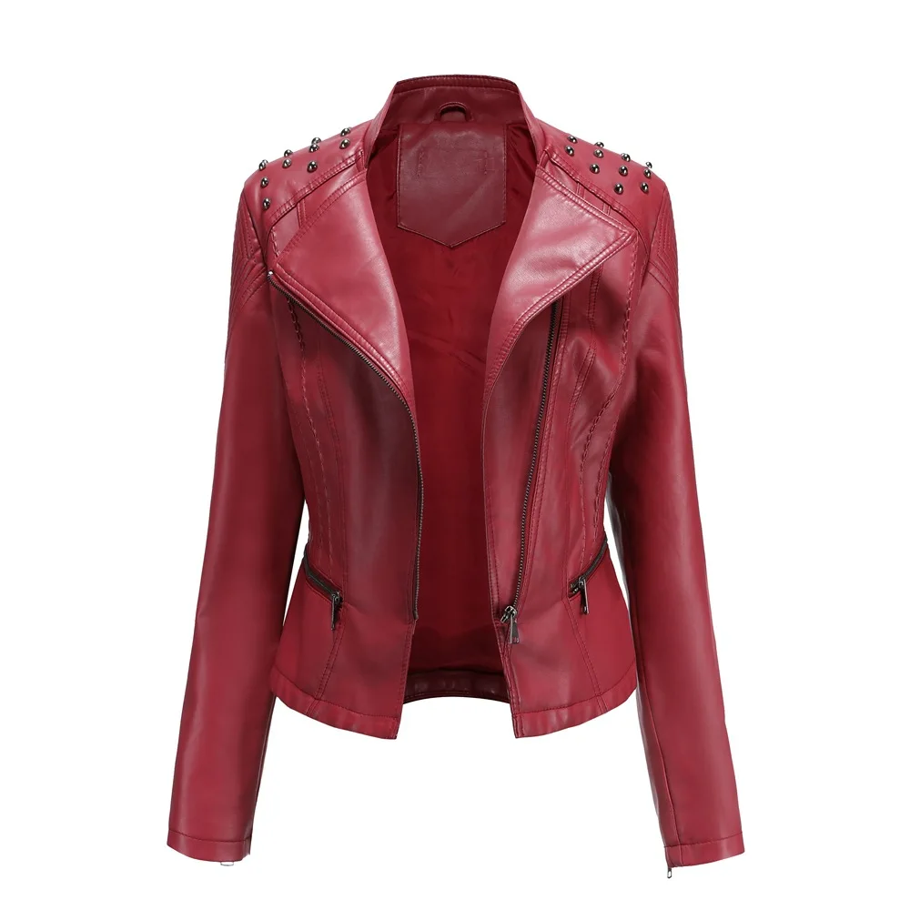 2021 New Spring Autumn Women's Leather Jacket Slim Thin Biker Coat Female Casual Outwear Ladies Women Biker Jacket Woman Jacket