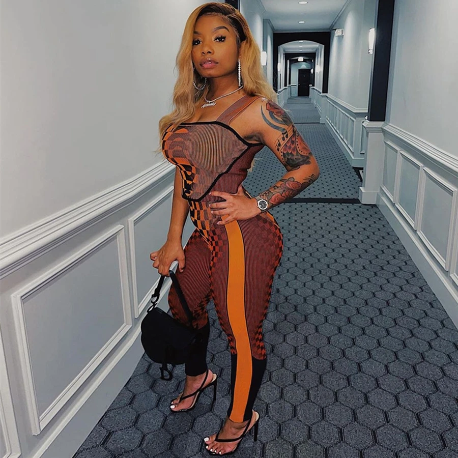 

Elasticity High Fitness Tracksuit Two Piece Outfits For Women Sleeveless Sexy Sling Camisoles Top+Pant Matching Sets