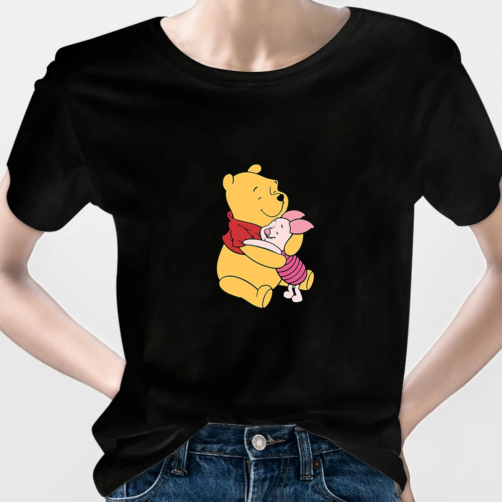 

Disney Creative T Shirt Women's Best Friends Forever Tshirt Winnie and Piglet Printed Streetwear Winnie The Pooh Tshirt Trendy