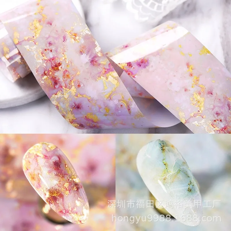 Наклейка для ногтей в мраморном стиле, 1 шт., цветные Переводные изображения фольга, Переводные аксессуары для ногтей, украшения для ногтей, ...