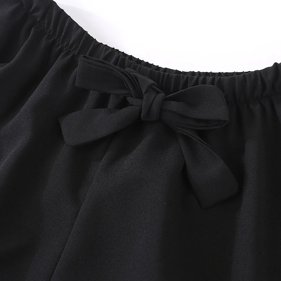 Милые женские пижамные комплекты розовый топ черные штаны короткий короткие