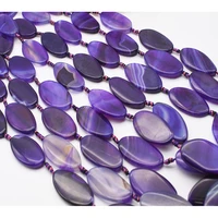 2strandslot 48mm natural smooth purple stripe oval agate stone beads for diy bracelet necklace jewelry making strand 15