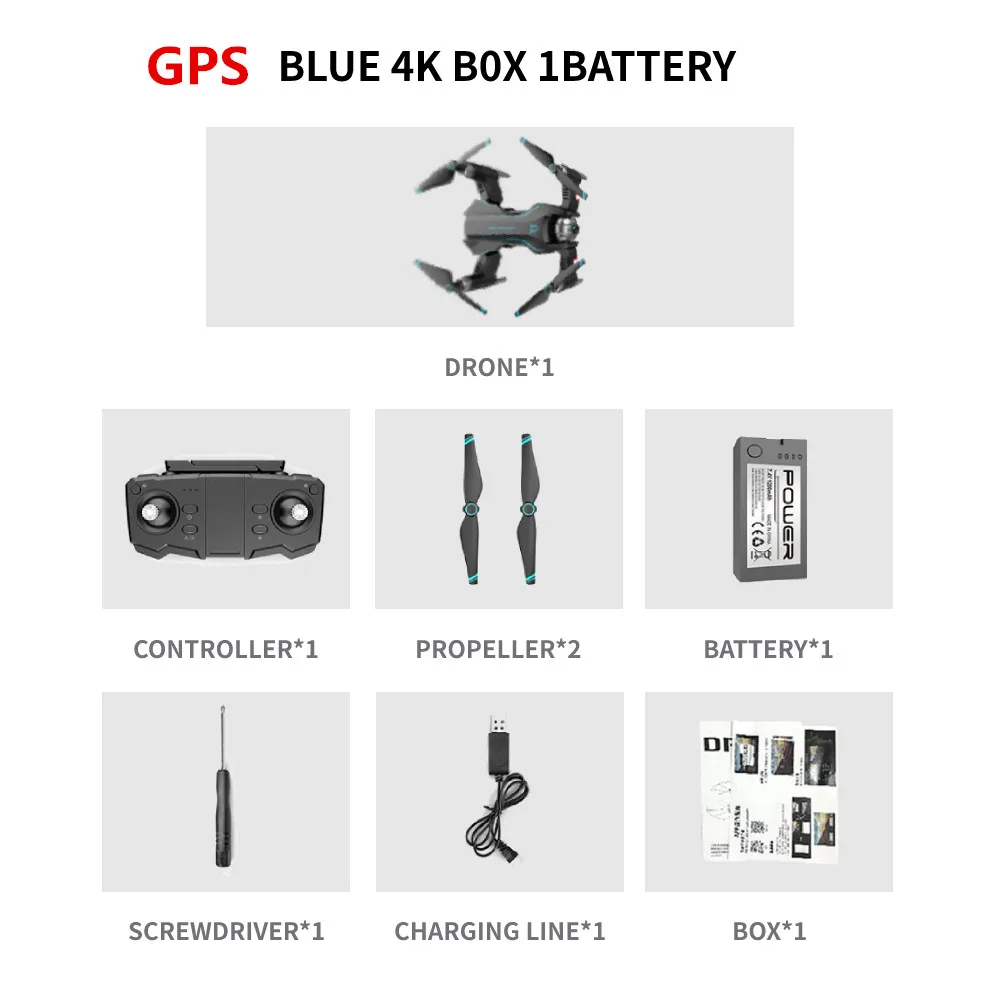 GPS Blue 4K Box 1B Радиоуправляемый квадрокоптер S20 Дрон gps 4K HD Двойная камера 5G wifi FPV складной селфи Дрон профессиональный оптический поток 500 м дальние расстояния - Цвет: GPS Blue 4K Box 1B