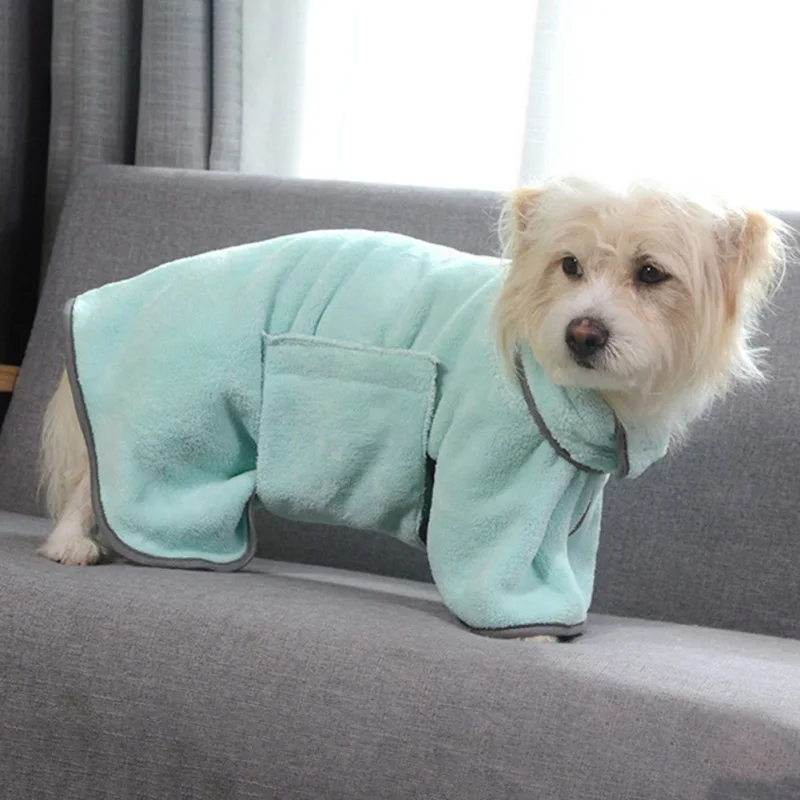 

Soft Coral Fleece Dog Bathrobe Pet Dog Clothes Pet Drying Towel Robes Moisture Absorbing Towels Pajamas Coat For Dog And Cat