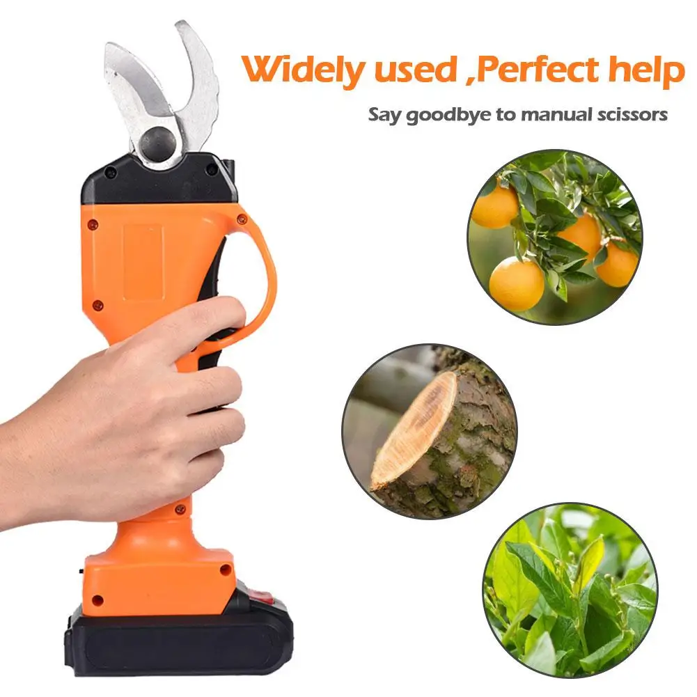 

600W 21V Electric Pruning Scissors Pruning Shears Cordless Garden Pruner Secateur Branch Cutter Cutting Tool + 2mAh Battery