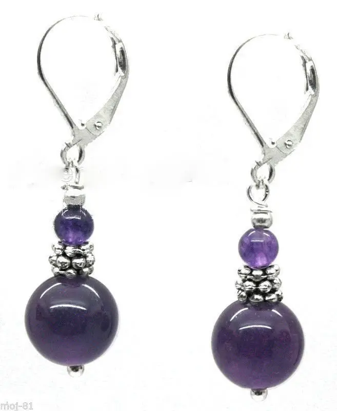 Бесплатная доставка Модные серьги с натуральным аметистом W чистое серебро 925