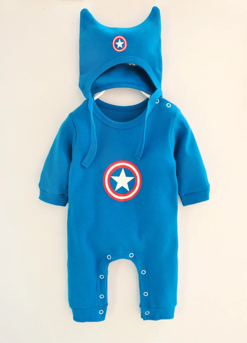 Новый осенний хлопковый комбинезон с суперменом для маленьких мальчиков