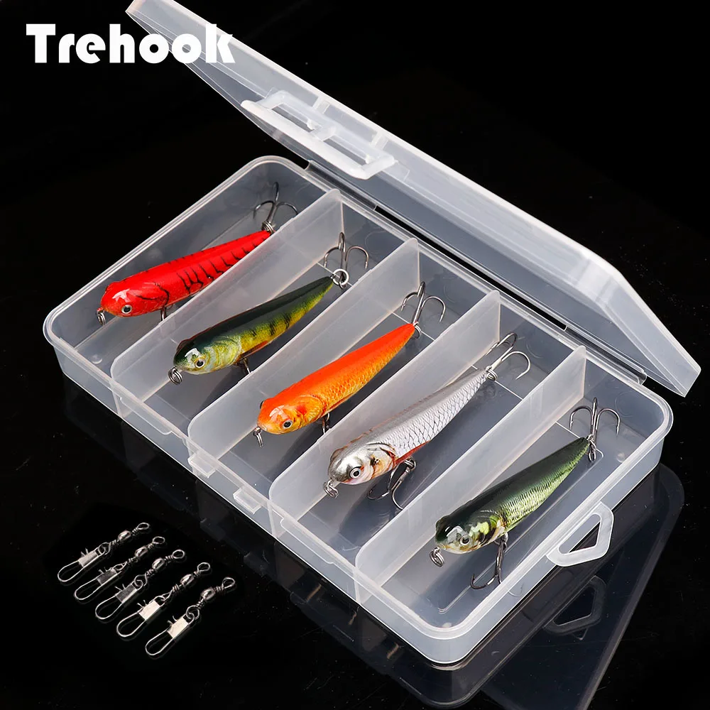 Рыболовная приманка TREHOOK 5 шт. набор с коробкой гольян воблеры приманок жесткая