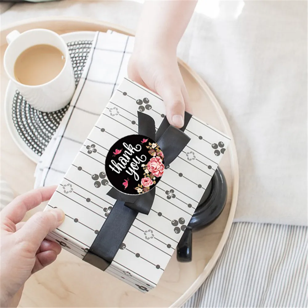 Cheap 500pcs Thank You Stickers Flower Pattern Labels For Business Mailing Boutique Bags Envelope Seal 1 Inch | Канцтовары для
