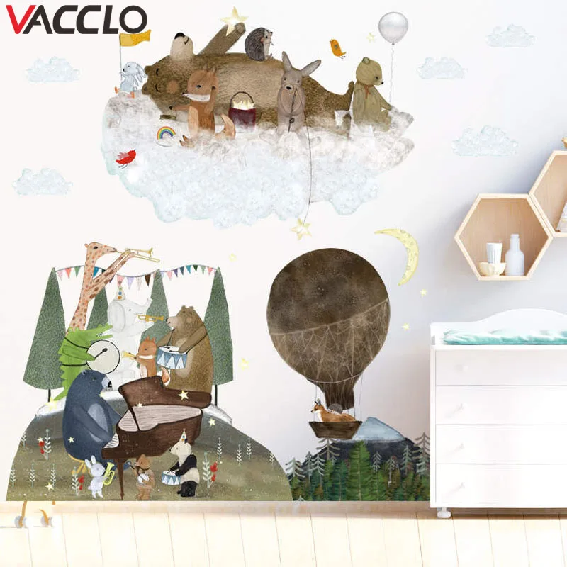 Виниловые наклейки Vacclo для украшения детской комнаты концертов с животными из