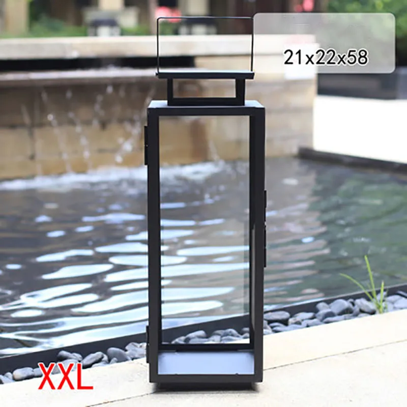 Black XXL Американские подсвечники изделия из кованного железа, предназначенные для использования на улице подсвечник стеклянный подсвечник Свеча фонарь лампа ветер светильник прополка Декор 50x183 - Цвет: Black XXL