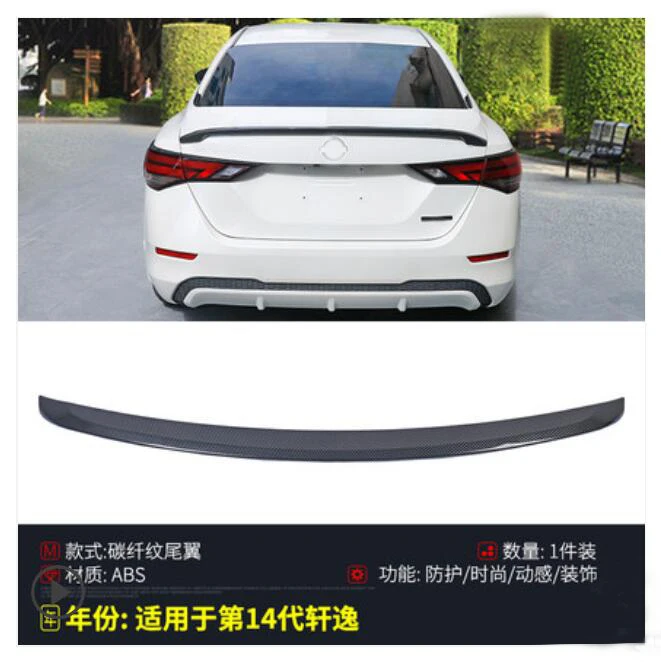 

For Nissan Sylphy 2021 Car Accessories Rear Trunk Spoiler Wing Decorative Cover Trim ABS Chrome