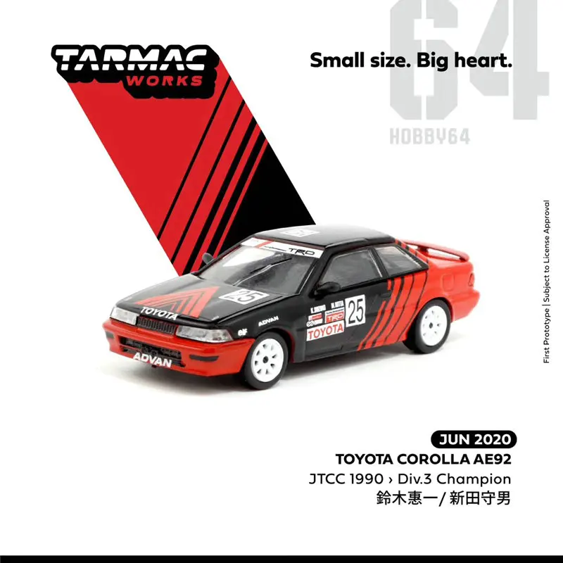 

Tarmac works cars 1:64 TOYOTA Carolla AE92 JTCC 1990-25 Alloy collector car