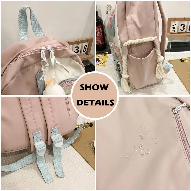 

Muti-Pocket Women Backpack Nylon School Bag Backpacks for Teenage Girls Fashion College Student Back Pack Mochila Feminina