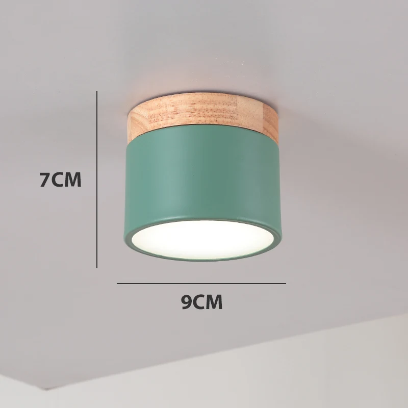 

DARHYN Nordic round ceiling lamp 9CM diameter small cylindrical corridor bedrooms lamp simple solid wood macaron LED lamps E27