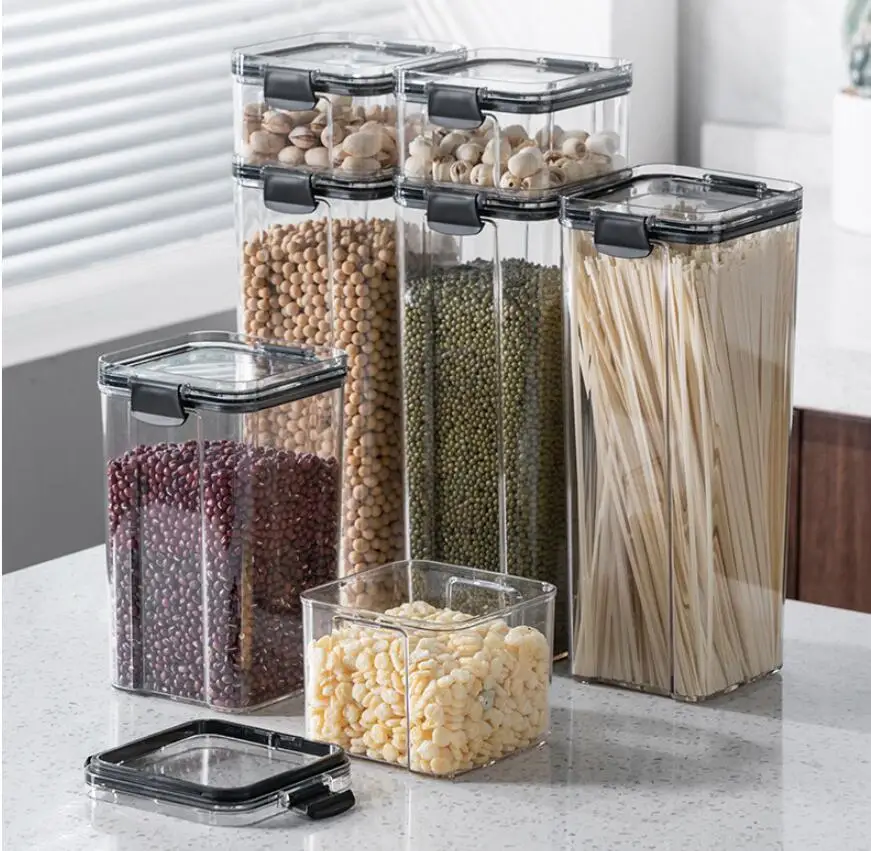 

Large Food Storage Containers Box Plastic Kitchen and Pantry Organizers bottles Transparent Sealed Storage Tank Cans BPA Free