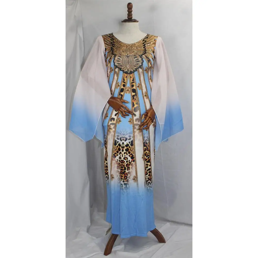 african Long Dress with Chiffon Sleeve Big ELastic Dashiki For Lady XFX02# | Тематическая одежда и униформа