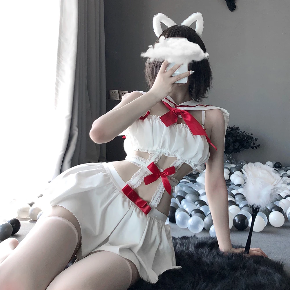 

Сексуальное нижнее белье, костюм для косплея для студентов, бюстгальтер с бантом на бретельках, мини-юбка, Лолита, Эротическая ролевая игра, ...