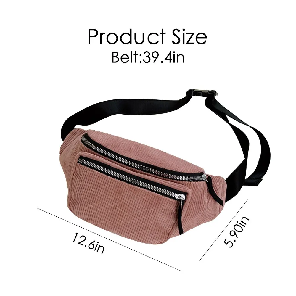 

Corduroy Waist Bag Designer Zipper Chest Bag Sport Travel Girl Waist Hip Belt Bags Fashion Phone Waist Pack for Women