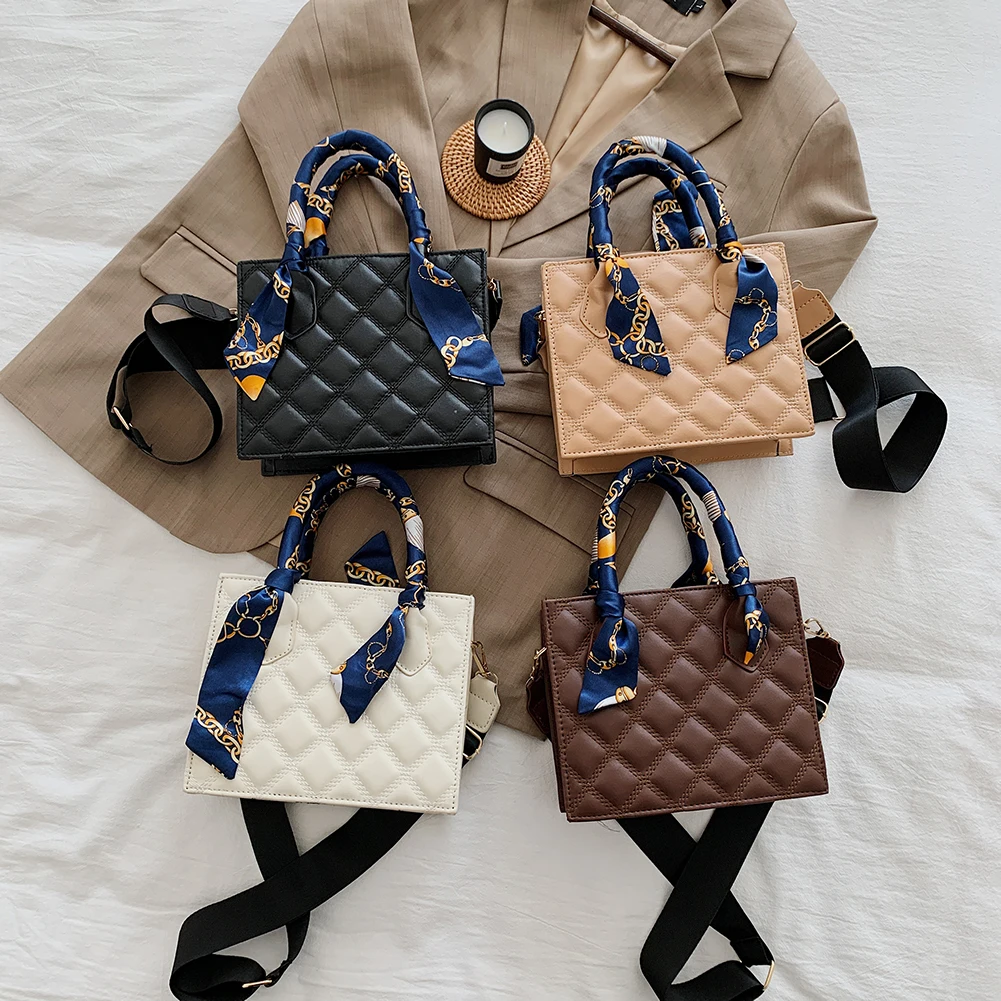 

Portable Lattice PU Leather Crossbody Totes Women Daily Shoulder Handbags Trunk Fashion Exquisite Shopping Bag