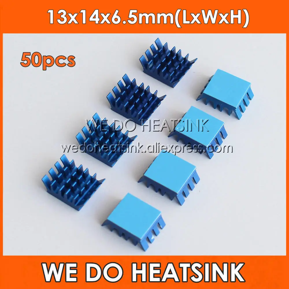 

WE DO HEATSINK 50pcs Aluminum 13x14x6.5mm Spiky Blue Cooling Cooler Heatsink With Blue Thermal Double Sided Tape Applied