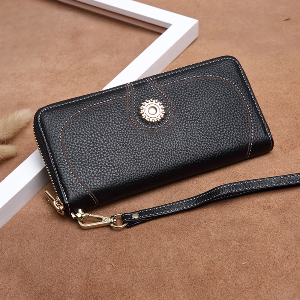 Новинка весны 2020 женский клатч с подсолнухом кошельки из натуральной коровьей