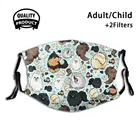 Модные забавные черные многоразовые маски Померании, помпонании, помпонании, чайная чашка, померанский мини-померан