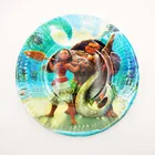 10 шт. 7 дюймов с героями мультфильма Моана; Одноразовые тарелки товары для детской вечеринки коробка тема забавные детские футболки, украшения для вечеринок по случаю Дня рождения с героями мультфильма Моана;