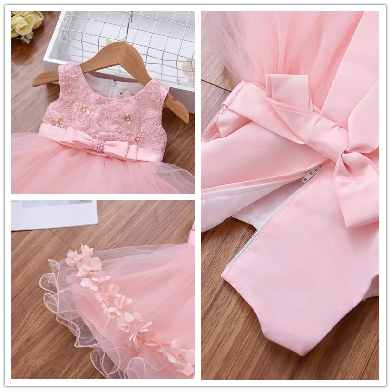 

Yoliyolei Baby Girl Dress With Bow Sleeveless Embroided Flower Princess Dress Birthday Wedding Party Dresses For Girls Clothes