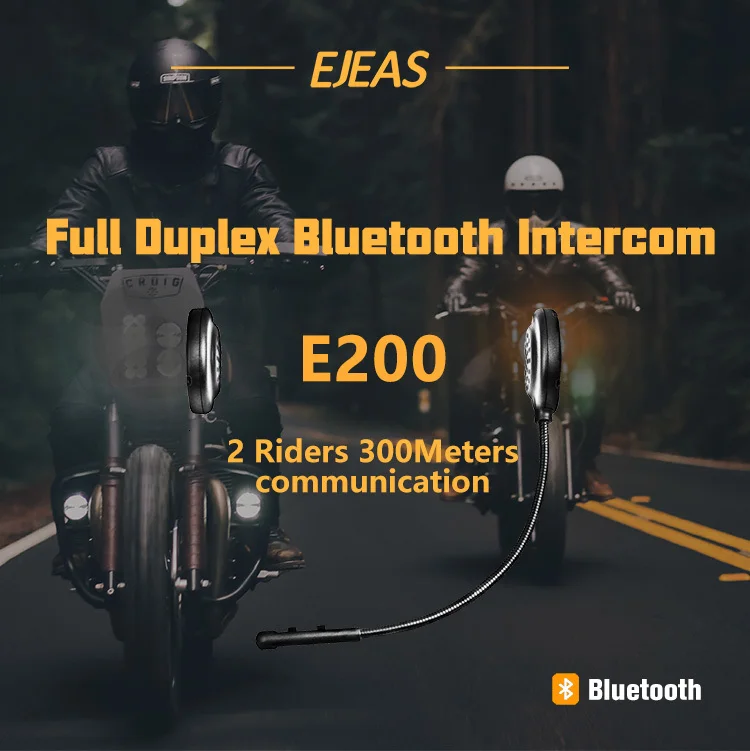 EJEAS мотоциклетный шлем Интерком Bluetooth переговорные гарнитуры для 2 гонщиков 300 м беспроводной Intercomunicador