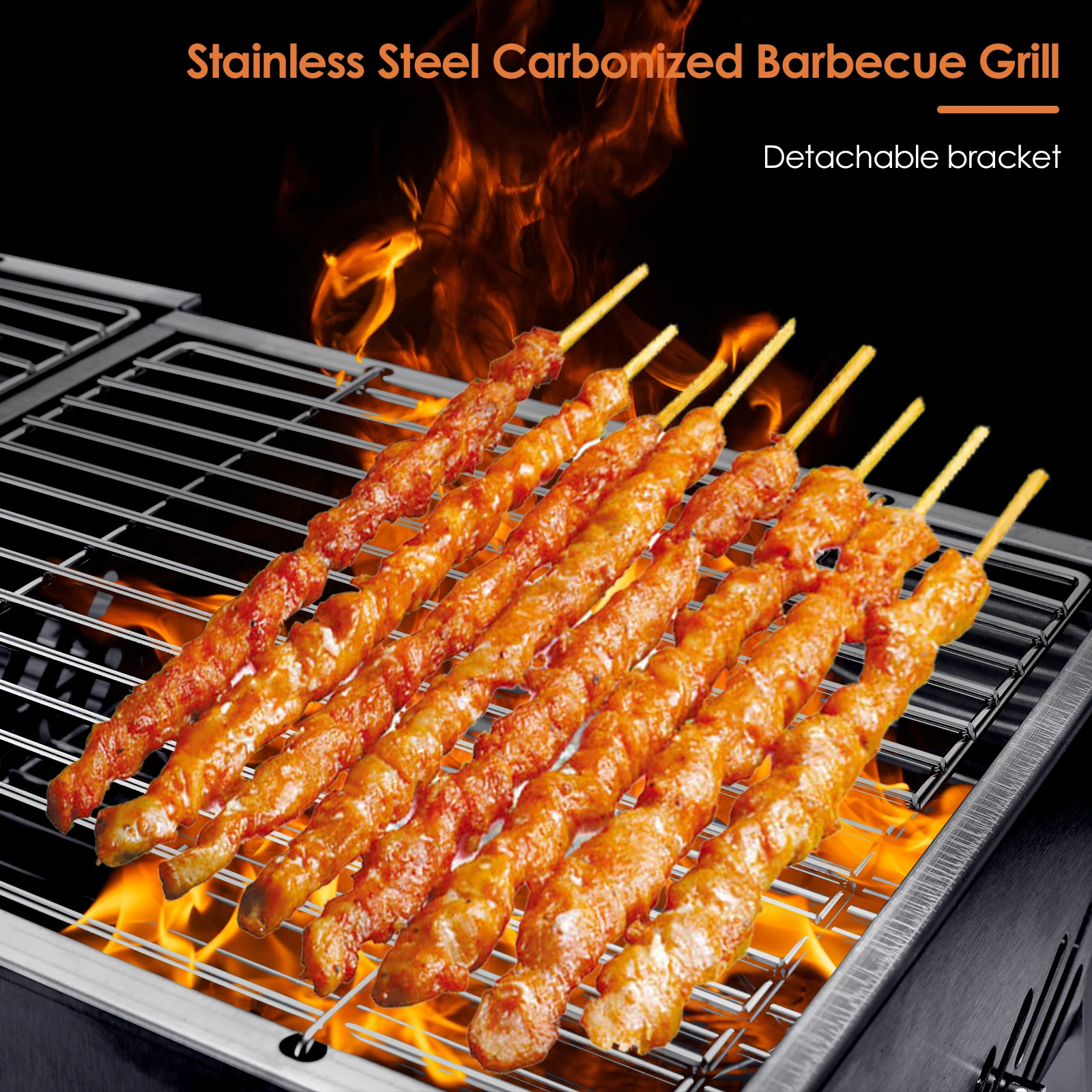 

Portable BBQ Grill Stove With Clips Brushes And Seasoning Bottles Foldable Charcoal Barbecue Grill For Patio Outdoor Barbecue