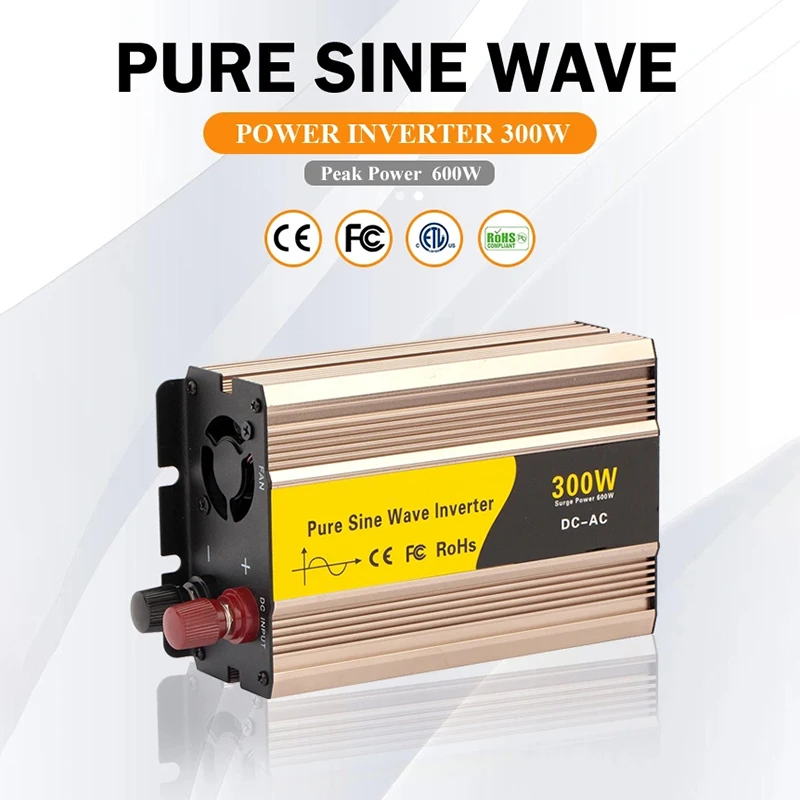 Новый DC12V к AC 220V 300W солнечный инвертор конвертер чистая синусоида Встроенный