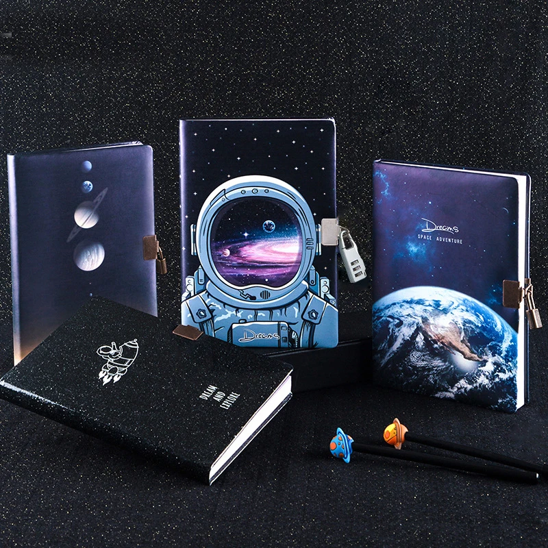 

Notebook gift box with lock universe children's notepad diary a5 student notepad
