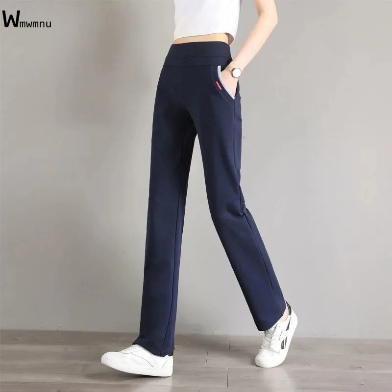 

Women Loose Solid Straight Leg Pants Casual Elastic High Waist Sweatpants Large Size Fashion Spring Sweat Trousers Joggers