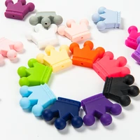 cute idea 10pcs silicone crown beads teether making handmade diy accessory teething food grade bracelet necklace chain bpa free