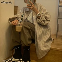 blouse women harajuku bf style striped college popular teens oversized shirts stylish chic high street womens tops and blouses