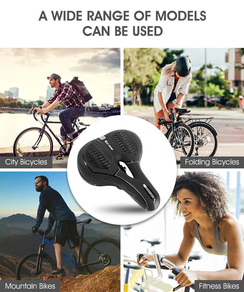 

Bicycle Seat 3D Concave Breathable Waterproof Mountain Road Cycling Seat Suspension Ball Design Tail Reflection Riding Parts