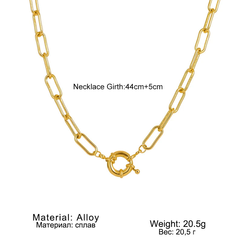 

ZOVOLI Retro Thick Chain Toggle Clasp Gold Color Necklaces Mixed Linked Circle Necklaces for Women Exaggeration Collares Jewelry