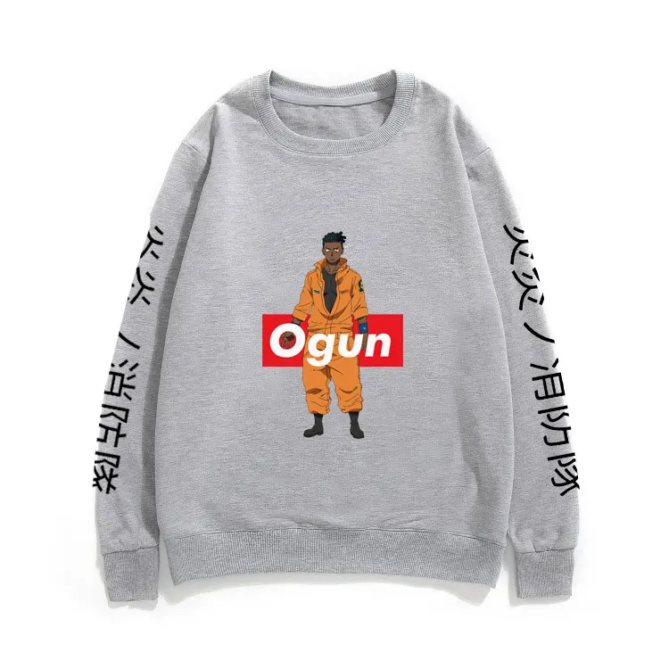 

Anime Fire Brigade of Flames Men Women Sportswear with Print OGUN Letter Logo Sweatshirt Manga Fire Force Akitaru Obi Pullover