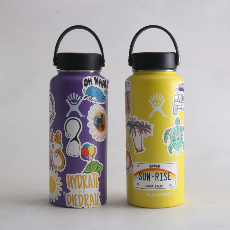 Бутылка для воды hydro flask с наклейками нержавеющая сталь занятий спортом на