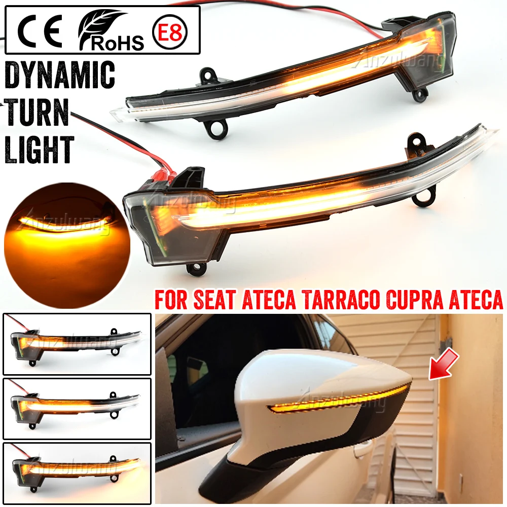 

1 Set Dynamic LED Turn Signal Blinker for Seat Ateca 5D 2016 2017 2018 2019 2020 2021 FR car Side Mirror Indicator light Tarraco