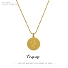 Ожерелье Yhpup с подвеской в виде портрета из нержавеющей стали под золото, Красивая круглая Геометрическая подвеска, классическое ожерелье для мужчин и женщин, изящный подарок